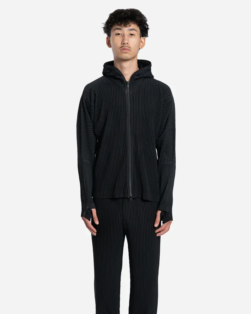 Sweatshirt à Capuche Plissé Noir